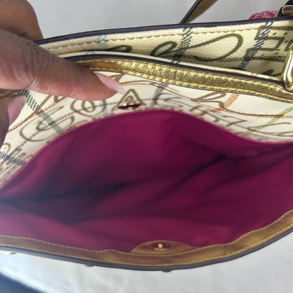Coach Tattersall Graffiti Tote Gold/Cream Pink Lining Style F13187 Excellent - Picture 11 of 15